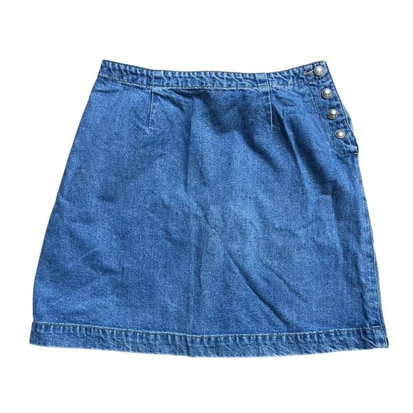 🌼 Vintage GAP Denim Mini Skirt Medium Wash High Waist Y2K Button Detail SZ 2 - Picture 1 of 4